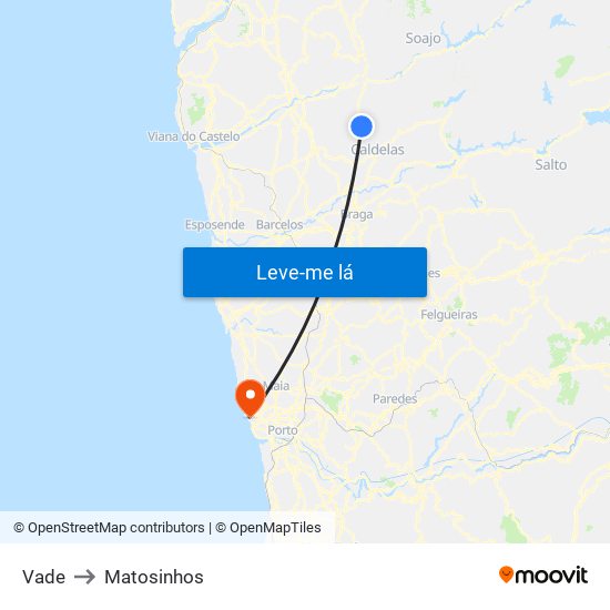 Vade to Matosinhos map