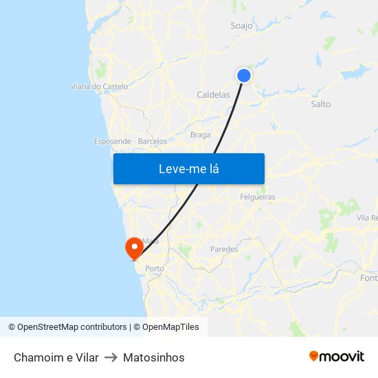 Chamoim e Vilar to Matosinhos map