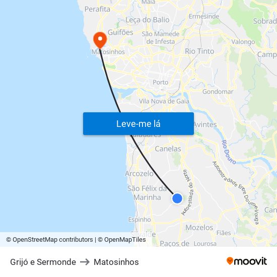 Grijó e Sermonde to Matosinhos map