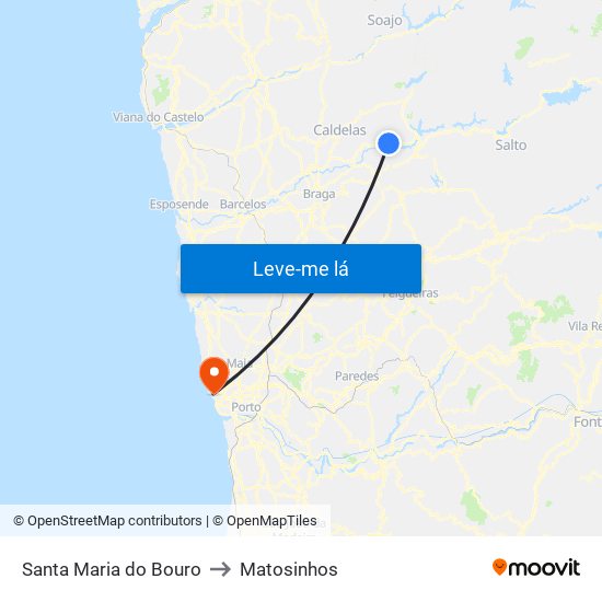 Santa Maria do Bouro to Matosinhos map