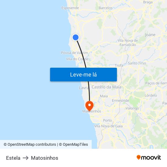 Estela to Matosinhos map