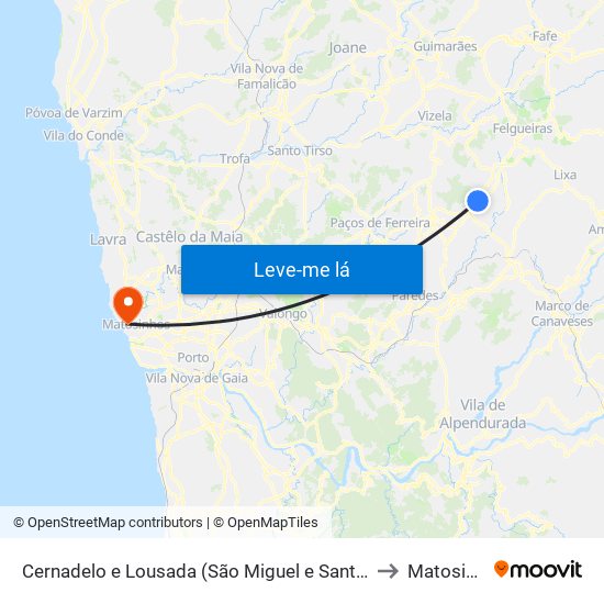 Cernadelo e Lousada (São Miguel e Santa Margarida) to Matosinhos map