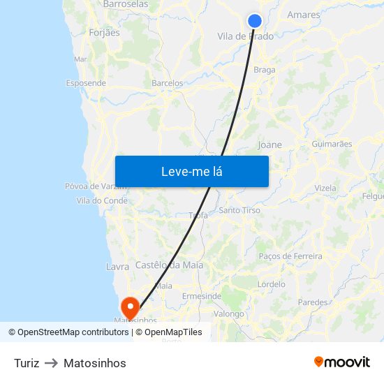 Turiz to Matosinhos map