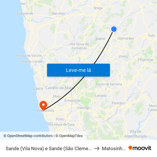 Sande (Vila Nova) e Sande (São Clemente) to Matosinhos map
