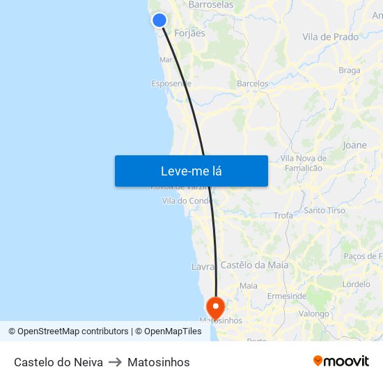 Castelo do Neiva to Matosinhos map