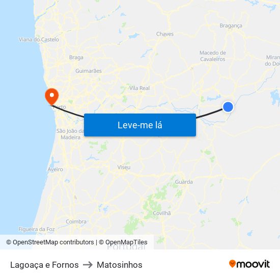 Lagoaça e Fornos to Matosinhos map