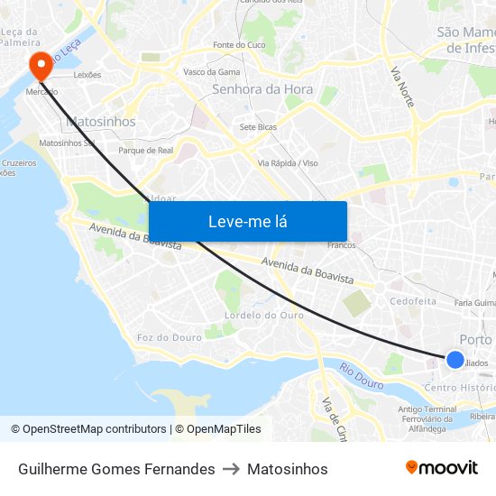 Guilherme Gomes Fernandes to Matosinhos map