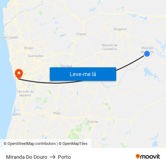 Miranda Do Douro to Porto map