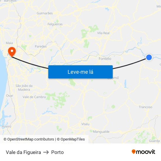 Vale da Figueira to Porto map