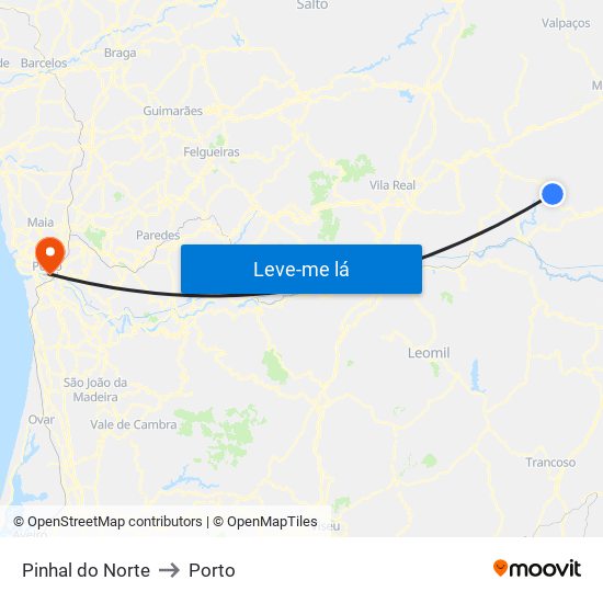 Pinhal do Norte to Porto map