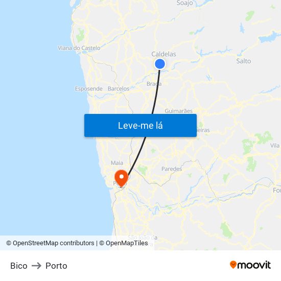 Bico to Porto map