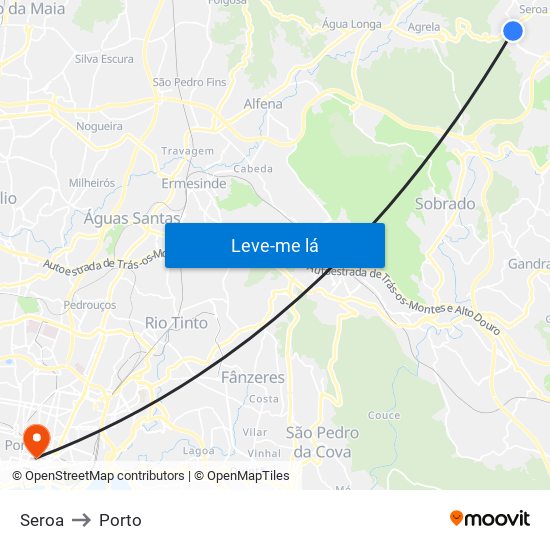 Seroa to Porto map