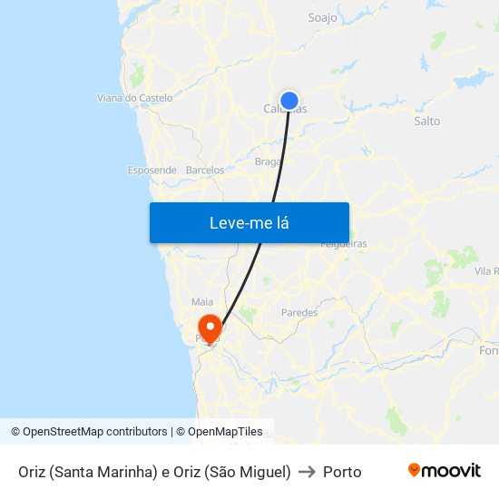 Oriz (Santa Marinha) e Oriz (São Miguel) to Porto map