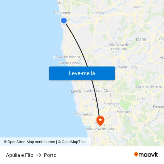 Apúlia e Fão to Porto map
