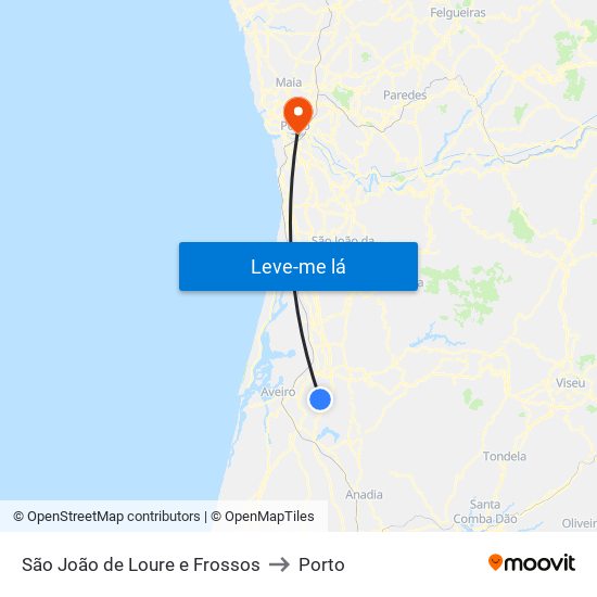 São João de Loure e Frossos to Porto map