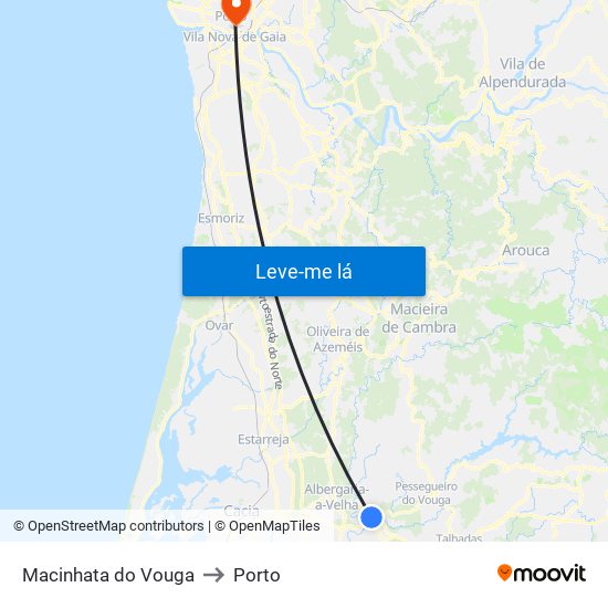 Macinhata do Vouga to Porto map