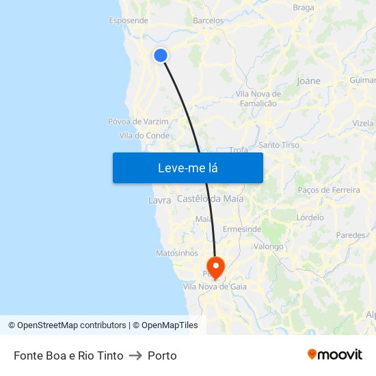 Fonte Boa e Rio Tinto to Porto map