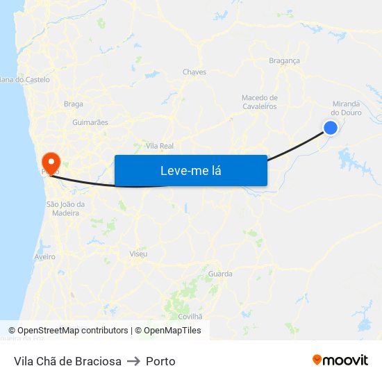 Vila Chã de Braciosa to Porto map