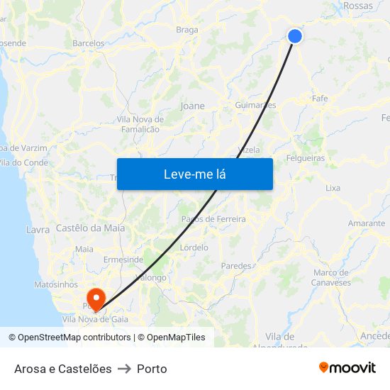 Arosa e Castelões to Porto map