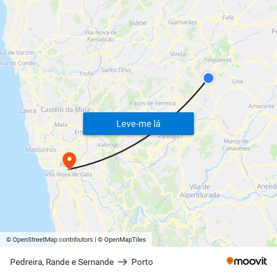 Pedreira, Rande e Sernande to Porto map