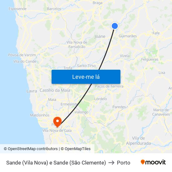 Sande (Vila Nova) e Sande (São Clemente) to Porto map