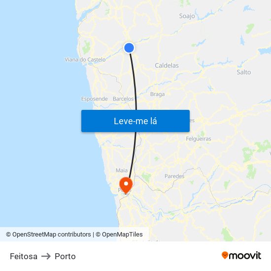 Feitosa to Porto map