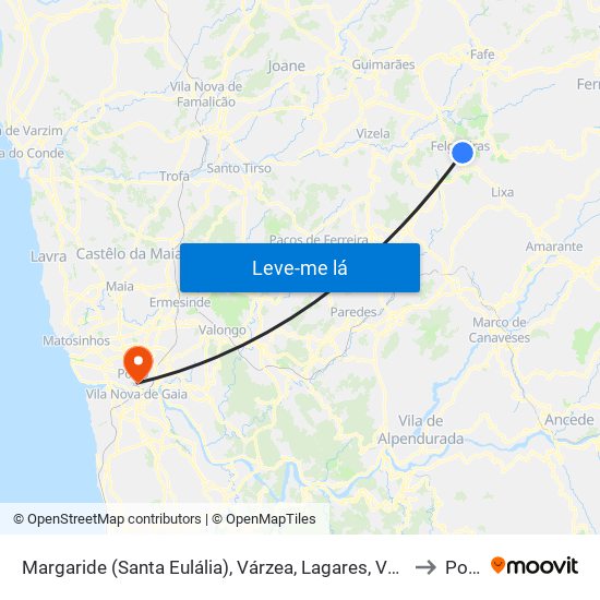 Margaride (Santa Eulália), Várzea, Lagares, Varziela e Moure to Porto map