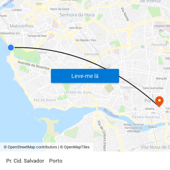 Pr. Cid. Salvador to Porto map