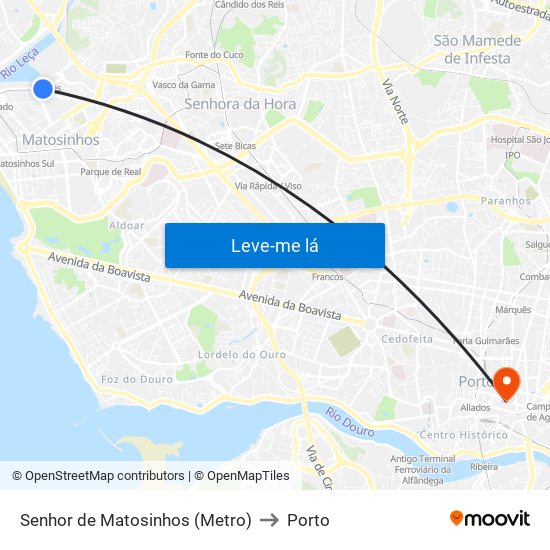 Senhor de Matosinhos (Metro) to Porto map
