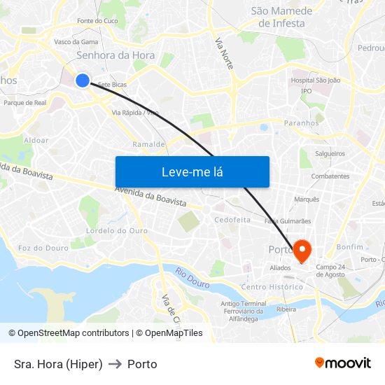 Sra. Hora (Hiper) to Porto map