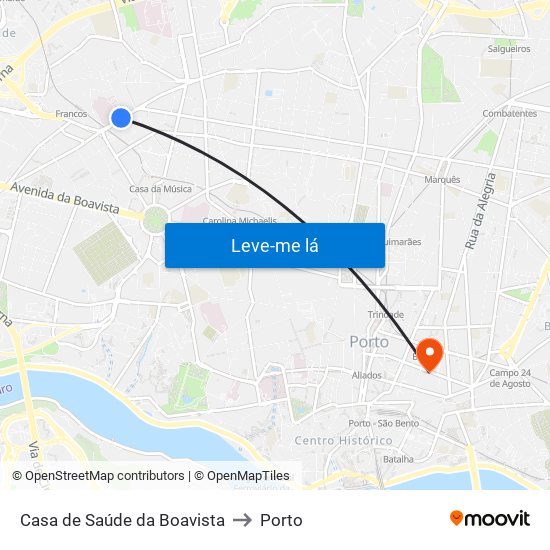 Casa de Saúde da Boavista to Porto map