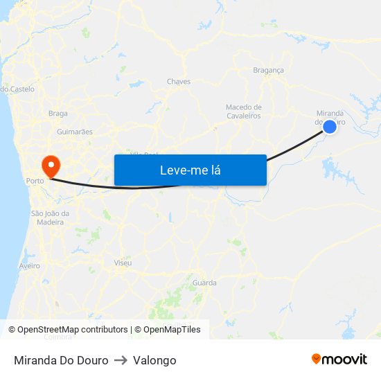Miranda Do Douro to Valongo map