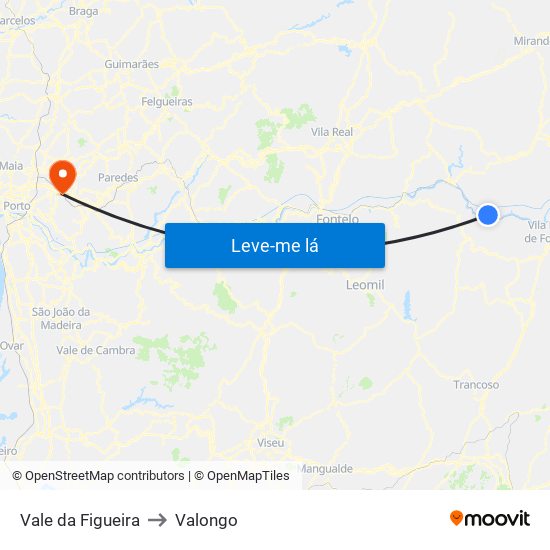 Vale da Figueira to Valongo map