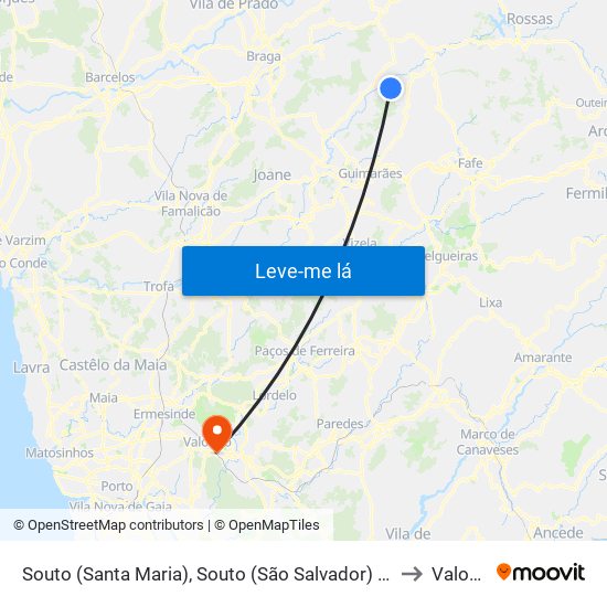 Souto (Santa Maria), Souto (São Salvador) e Gondomar to Valongo map