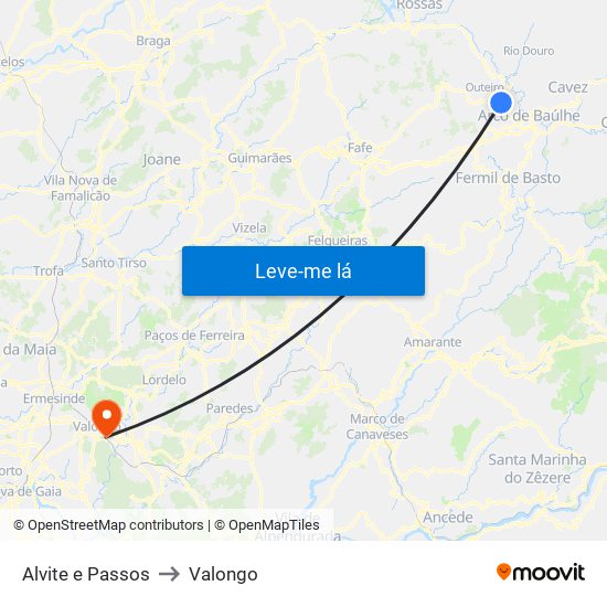 Alvite e Passos to Valongo map