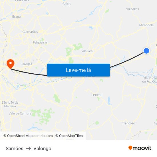 Samões to Valongo map