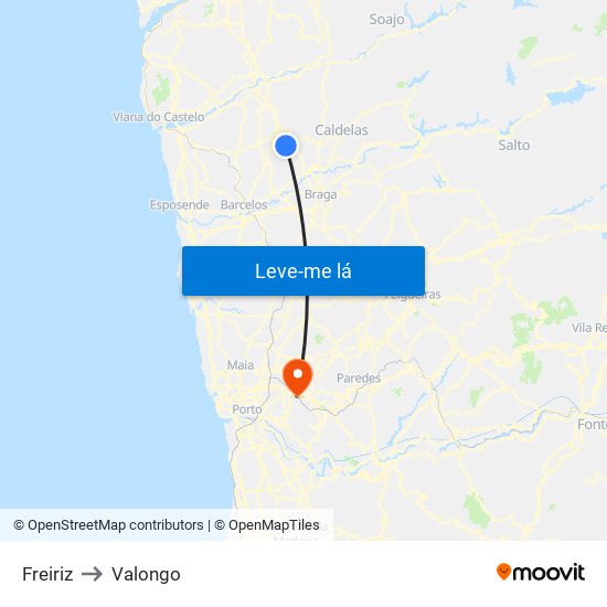 Freiriz to Valongo map