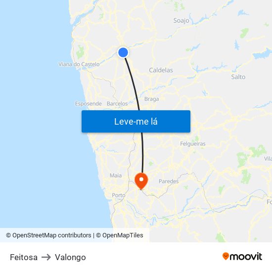Feitosa to Valongo map