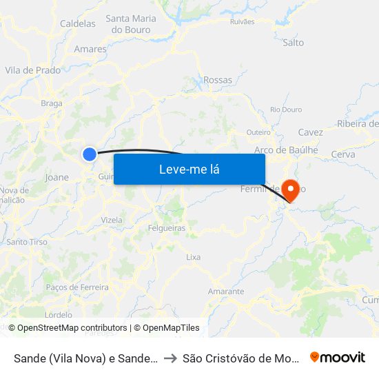 Sande (Vila Nova) e Sande (São Clemente) to São Cristóvão de Mondim de Basto map