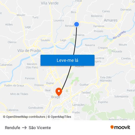 Rendufe to São Vicente map
