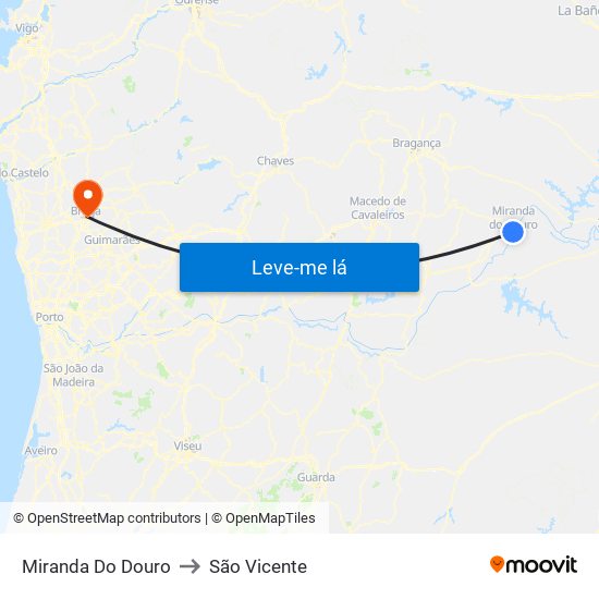 Miranda Do Douro to São Vicente map