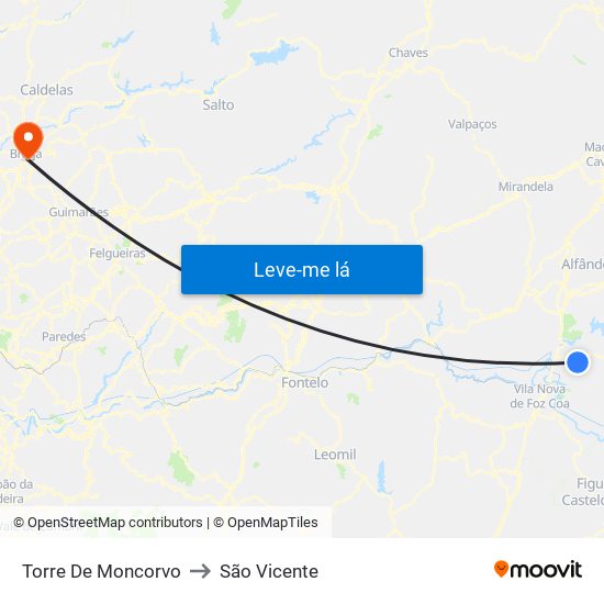 Torre De Moncorvo to São Vicente map