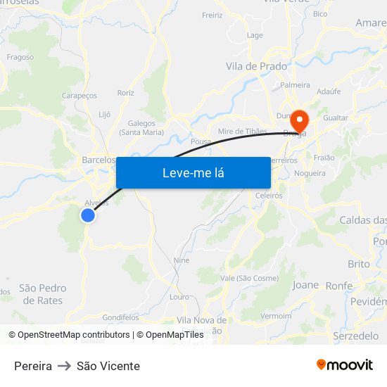 Pereira to São Vicente map