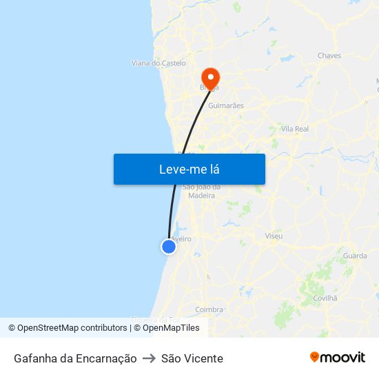 Gafanha da Encarnação to São Vicente map