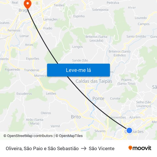 Oliveira, São Paio e São Sebastião to São Vicente map