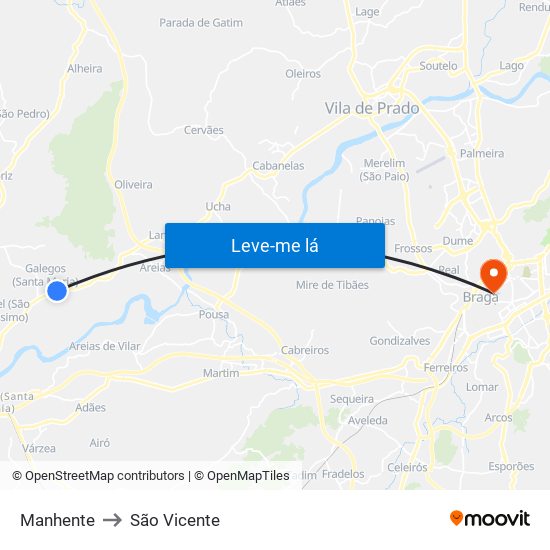 Manhente to São Vicente map