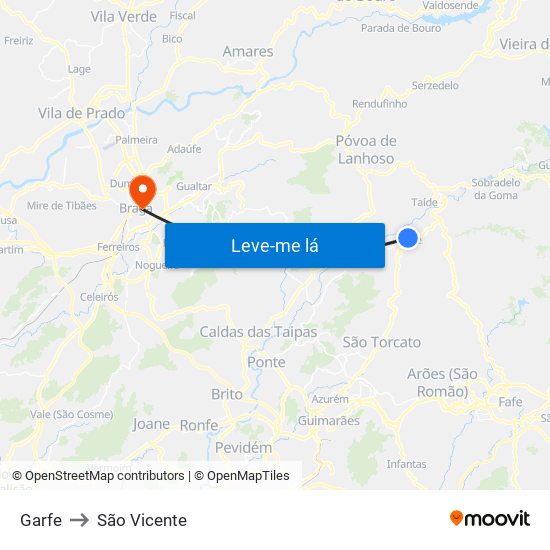 Garfe to São Vicente map