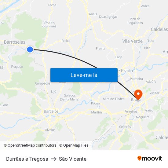 Durrães e Tregosa to São Vicente map