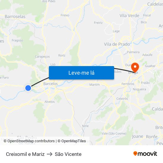 Creixomil e Mariz to São Vicente map