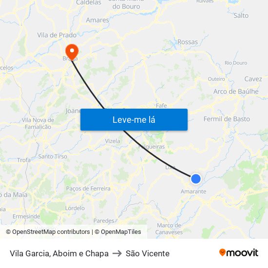 Vila Garcia, Aboim e Chapa to São Vicente map